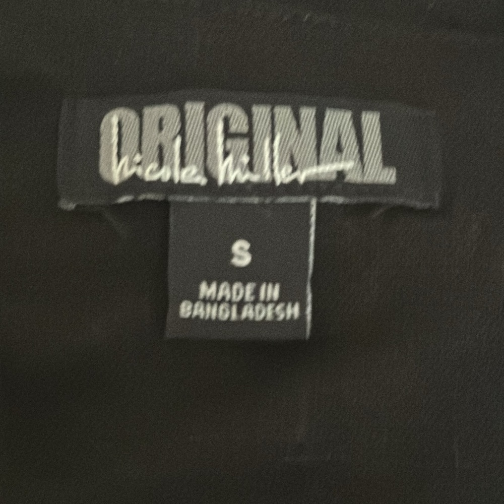 Nicole Miller Black Linen Dress V-Neck Short Sleeve Size S Mini MidiCasual Work‎ - Picture 6 of 8